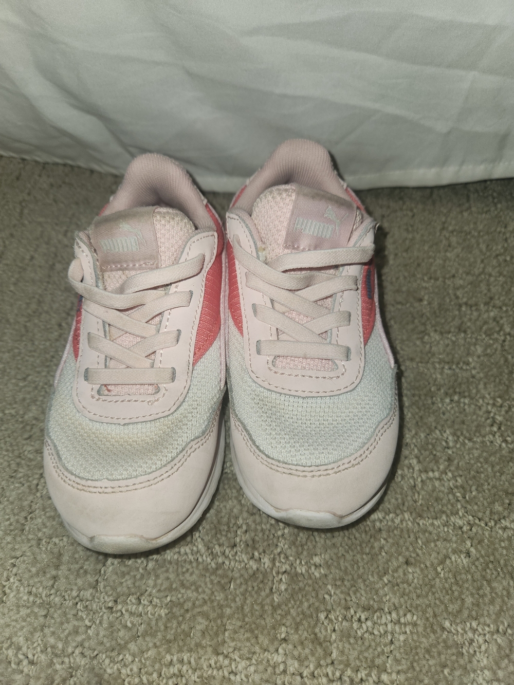 Puma Kids Pink and Coral Lightweight Lace-Up Sneakers